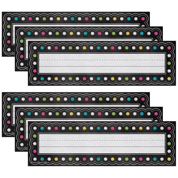 Teacher Created Resources Chalkboard Brights Flat Name Plates, 36 Pieces, PK6 TCR5624 - main